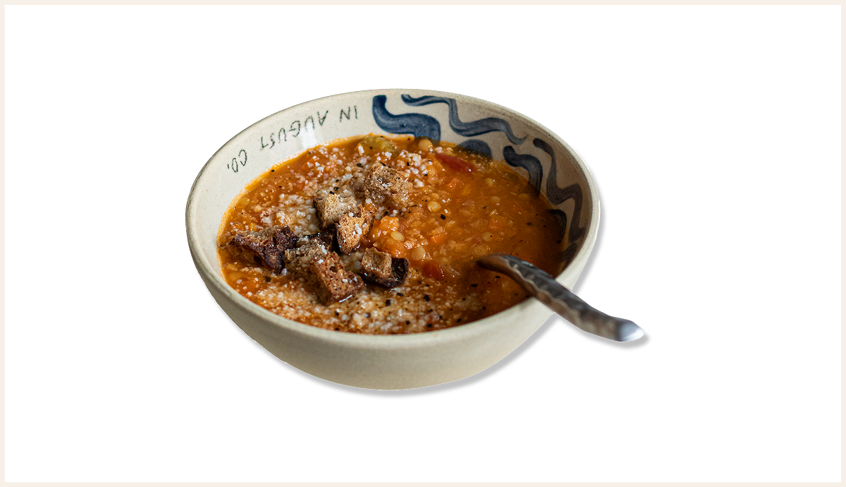 Italská "minestrone" polévka s červenou čočkou